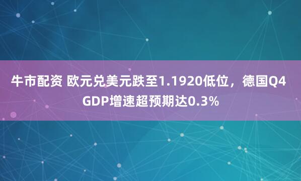 牛市配资 欧元兑美元跌至1.1920低位，德国Q4 GDP增速超预期达0.3%